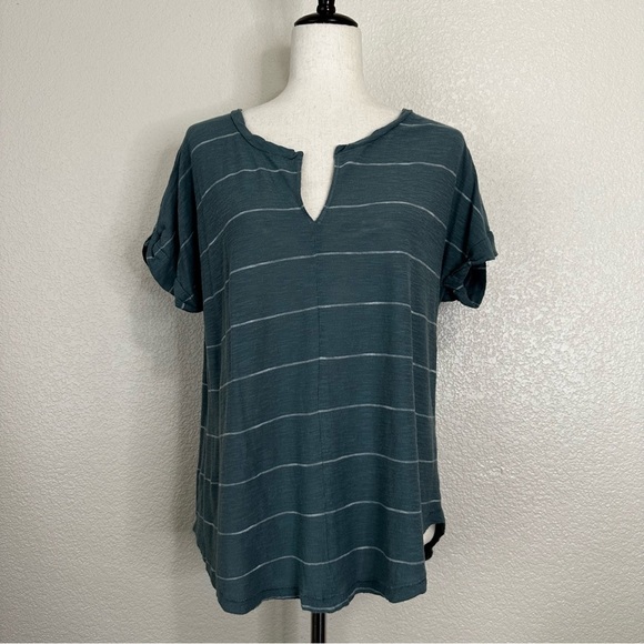 Madewell Blue White Striped Short Sleeves Tee, Sz Medium - Picture 1 of 10